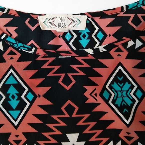 Pink Rose Aztec patterened Dress Size L - Picture 3 of 8